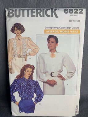 Butterick Misses Blouse Sewing Pattern Size 14 16 18 6822 - uncut